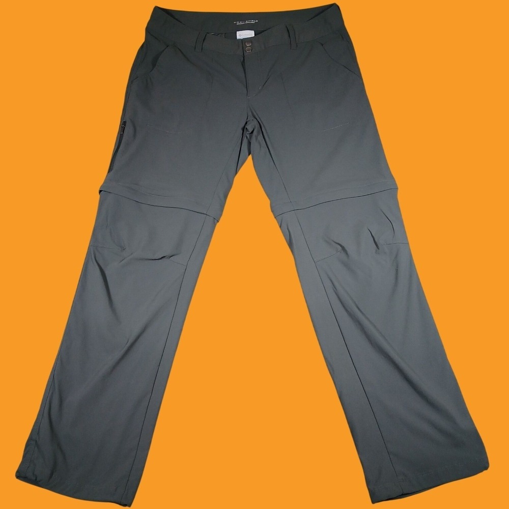 Columbia Convertible Pants Women's 14 Gray Omni-Shield Hiking Zip Off Shorts - Picture 1 of 10